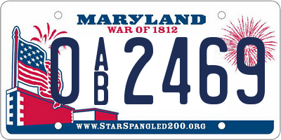 MD license plate 0AB2469
