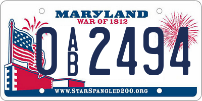 MD license plate 0AB2494