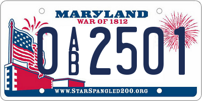 MD license plate 0AB2501