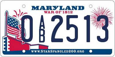 MD license plate 0AB2513