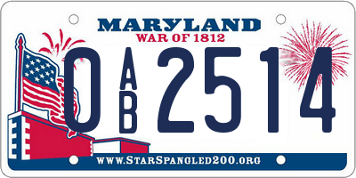 MD license plate 0AB2514