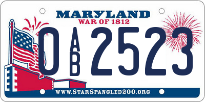 MD license plate 0AB2523