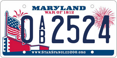 MD license plate 0AB2524