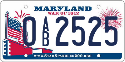 MD license plate 0AB2525