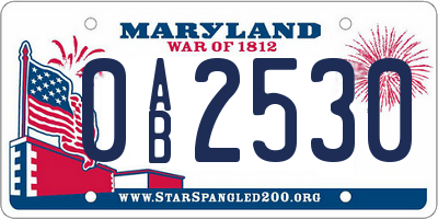 MD license plate 0AB2530