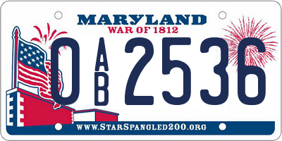 MD license plate 0AB2536