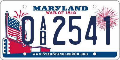 MD license plate 0AB2541