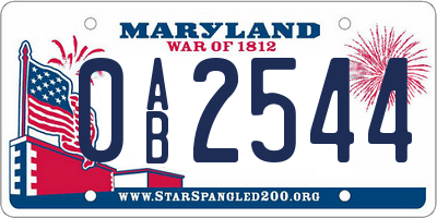MD license plate 0AB2544