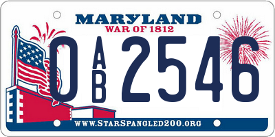 MD license plate 0AB2546