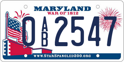 MD license plate 0AB2547