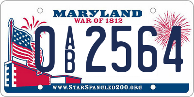 MD license plate 0AB2564