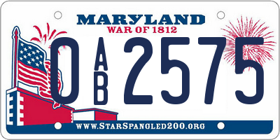MD license plate 0AB2575