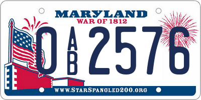 MD license plate 0AB2576