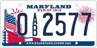 MD license plate 0AB2577