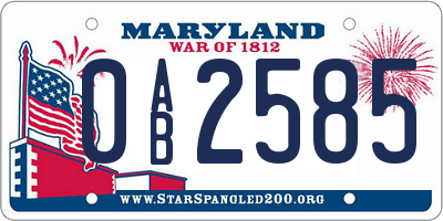 MD license plate 0AB2585