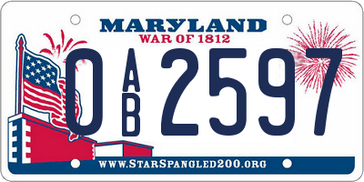 MD license plate 0AB2597