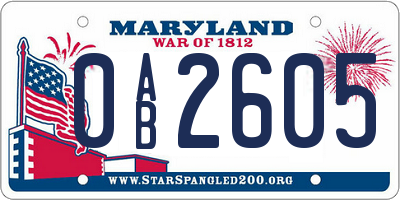 MD license plate 0AB2605