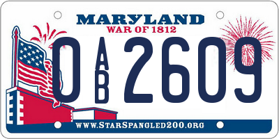 MD license plate 0AB2609