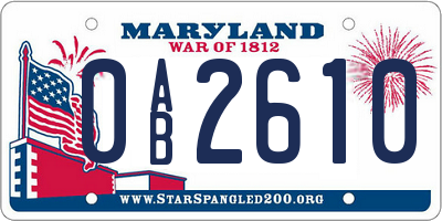 MD license plate 0AB2610