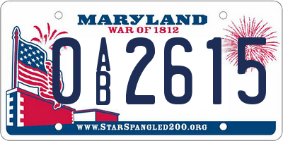 MD license plate 0AB2615