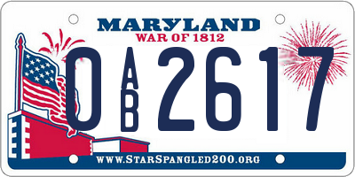 MD license plate 0AB2617