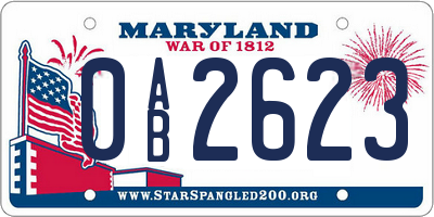 MD license plate 0AB2623