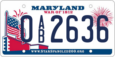 MD license plate 0AB2636