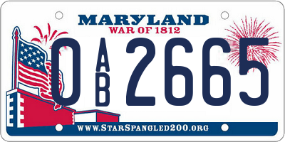 MD license plate 0AB2665
