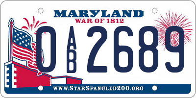 MD license plate 0AB2689