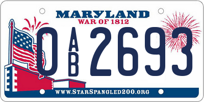 MD license plate 0AB2693