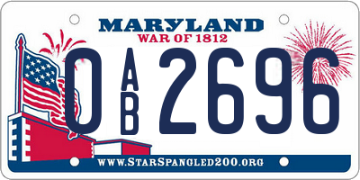 MD license plate 0AB2696
