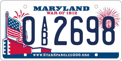 MD license plate 0AB2698