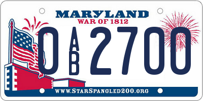 MD license plate 0AB2700