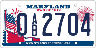 MD license plate 0AB2704