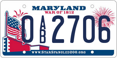 MD license plate 0AB2706