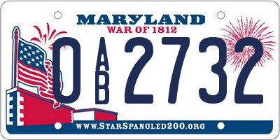 MD license plate 0AB2732