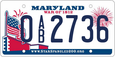 MD license plate 0AB2736