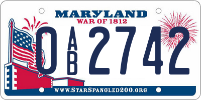 MD license plate 0AB2742