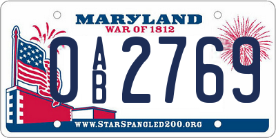 MD license plate 0AB2769