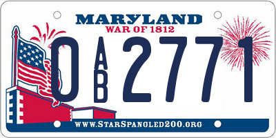 MD license plate 0AB2771