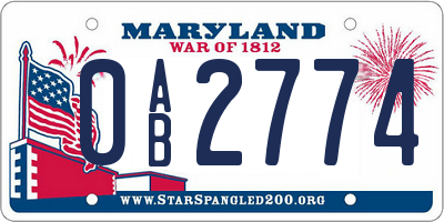MD license plate 0AB2774