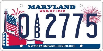 MD license plate 0AB2775