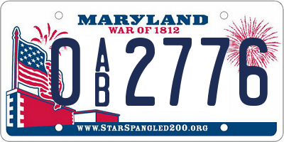 MD license plate 0AB2776