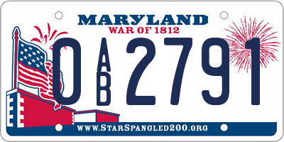 MD license plate 0AB2791