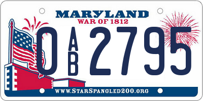 MD license plate 0AB2795