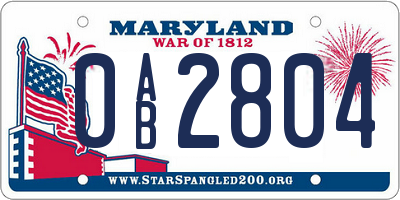 MD license plate 0AB2804