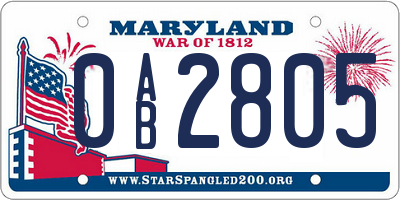MD license plate 0AB2805