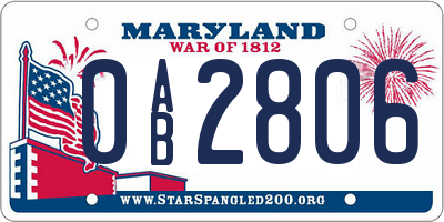 MD license plate 0AB2806