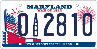 MD license plate 0AB2810