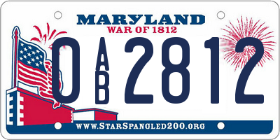 MD license plate 0AB2812